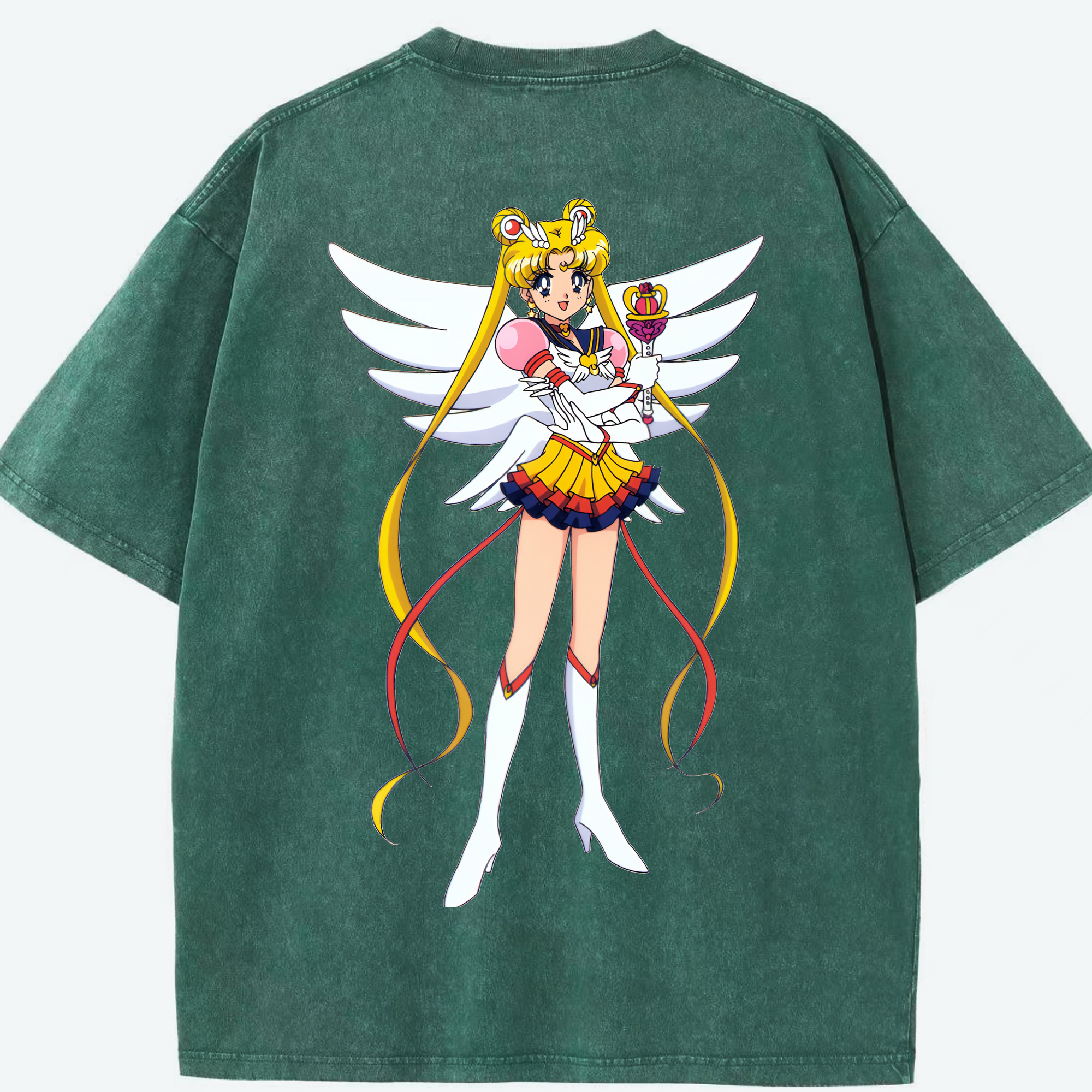 （画像用） 美少女戦士セーラームーン 月野 うさぎ つきの うさぎ Sailor Moon Tsukino Usagi 綿100% ヴィンテージ風 半袖Tシャツ（背面プリント）